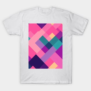 Pink Abstract Geometric Pattern T-Shirt